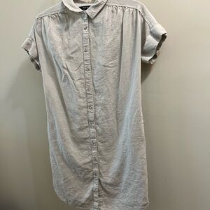 Well Worn Natural Linen Top to Button-Front Tunic dress Size S